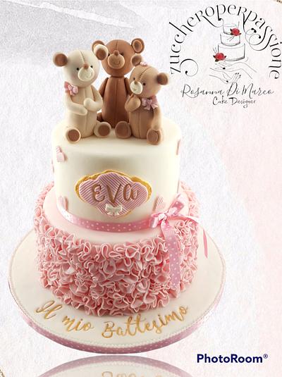 Baptism cake with sweet bears - Cake by zuccheroperpassione