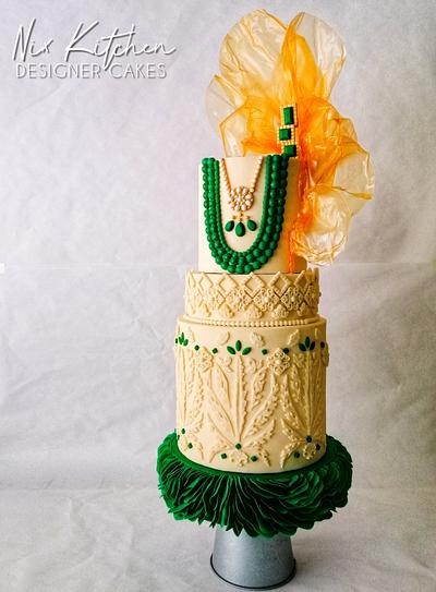Luxe in Ivory & Green  - Cake by Nikita Mahmood