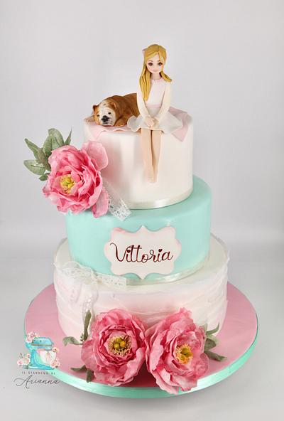 Cake lady And puppy  - Cake by Arianna