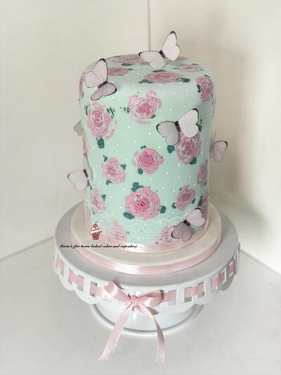 Plastic bag painted roses cake - Cake by Maria's