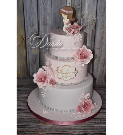 First communion cake with roses - Cake by Daria Albanese