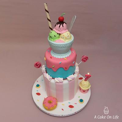 Ice Cream And Sweetie Themed Cake - Cake by Acakeonlife