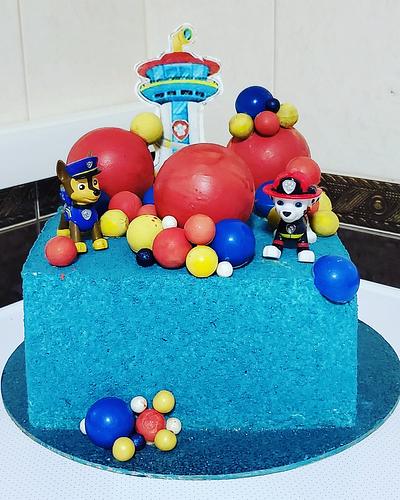 Paw Patrol cake, Racer and Marshal in a maze of chocolate balls - Cake by Viktory