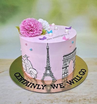 Paris theme cake - Cake by Sweet Mantra Homemade Customized Cakes Pune