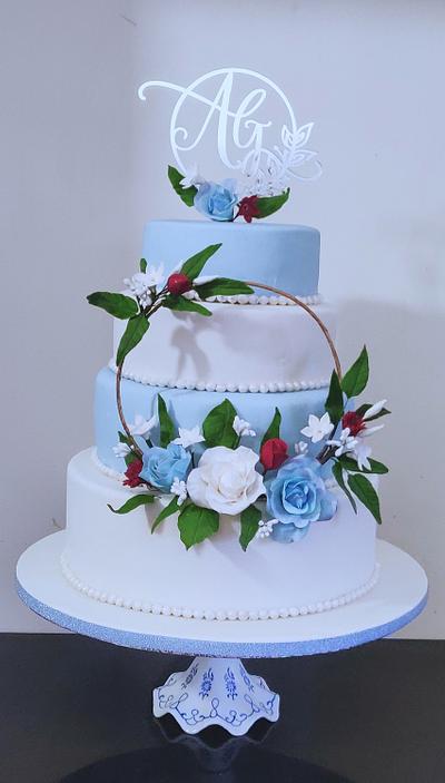 Blue and white wedding cake - Cake by Santis