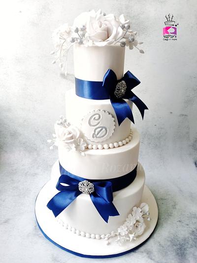 White and Blue wedding cake - Cake by Chanda Rozario