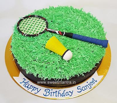 Badminton theme cake - Cake by Sweet Mantra Homemade Customized Cakes Pune