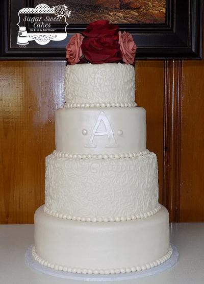 Scroll Pearlized Wedding - Cake by Sugar Sweet Cakes