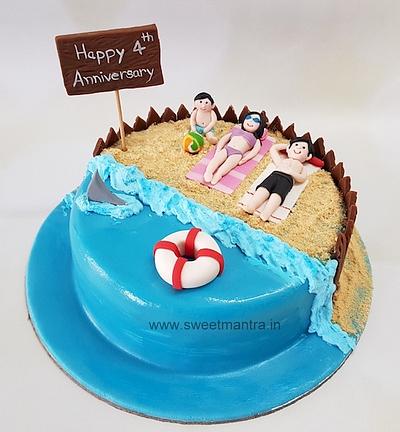 Family on beach cake - Cake by Sweet Mantra Homemade Customized Cakes Pune