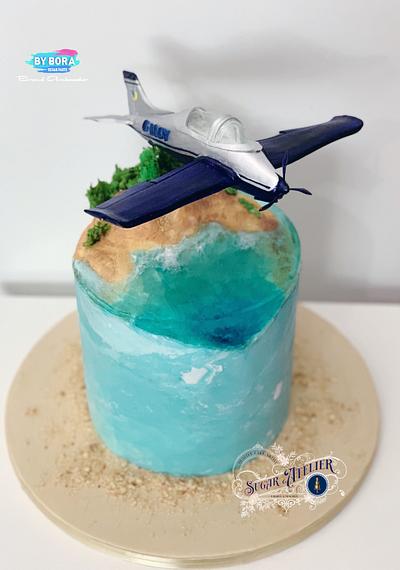 Beach Cake with the plane  - Cake by Urszula Maczka