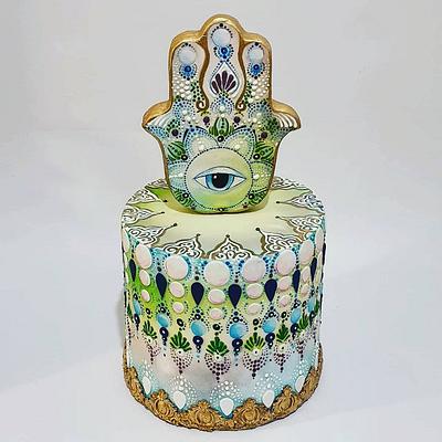 hamsa cake folk art collaboration - Cake by Netta