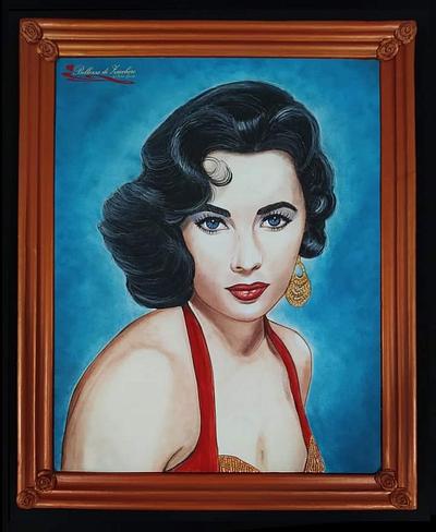 Homage painting to Elizabeth Taylor collaboration  - Cake by Catia guida