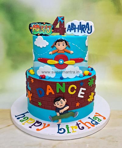 Twin boys tier cake - Cake by Sweet Mantra Homemade Customized Cakes Pune