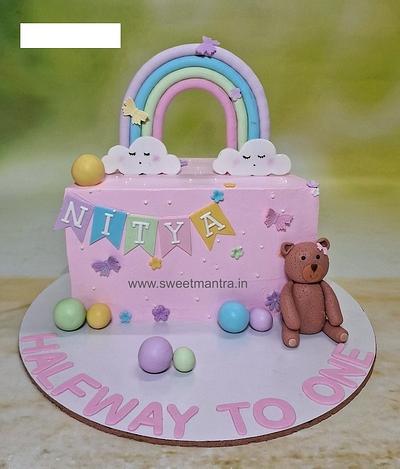 6 months birthday cake in pink - Cake by Sweet Mantra Homemade Customized Cakes Pune