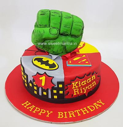 Twins Superhero cake - Cake by Sweet Mantra Homemade Customized Cakes Pune