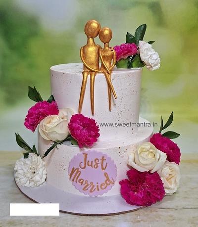 2 tier cream cake for Wedding - Cake by Sweet Mantra Homemade Customized Cakes Pune