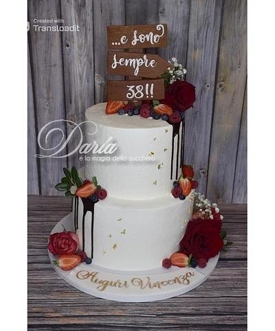 drip cake with cream and fruits - Cake by Daria Albanese