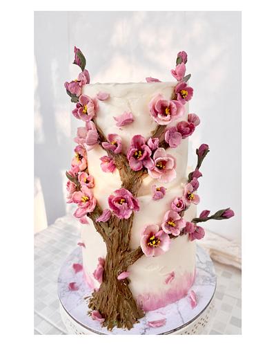 Sakura Cake - Butter and Blossoms - Cake by Cake Art Collective 