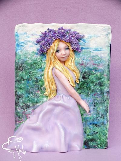 Girl with lilacs - Cake by Diana