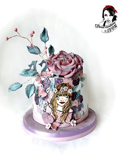 Young Lady & Flowers - Cake by Ivon