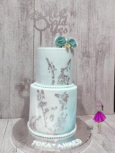 Baby blue engagement cake by lolodeliciouscake  - Cake by Lolodeliciouscake