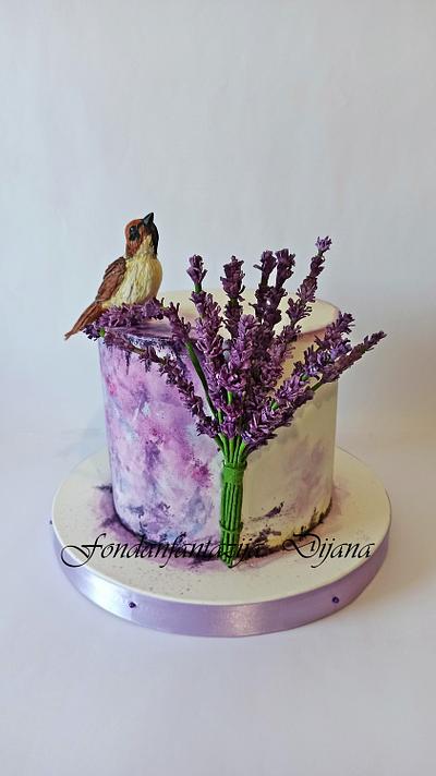 Sparrow and lavender - Cake by Fondantfantasy