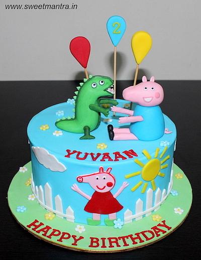 Peppa Pig George with Dinosaur cake - Cake by Sweet Mantra Homemade Customized Cakes Pune