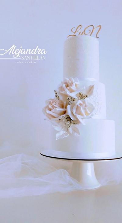 Pastel de bodas. - Cake by Alejandra Santillán