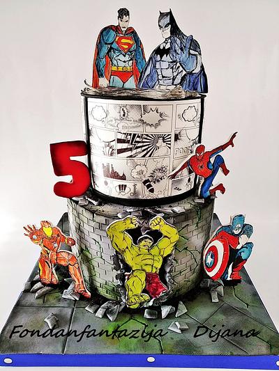 Superheroes themed cake - Cake by Fondantfantasy