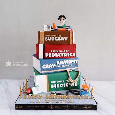 Medical Textbook-Themed Fondant Birthday Cake - Cake by Dapoer Nde