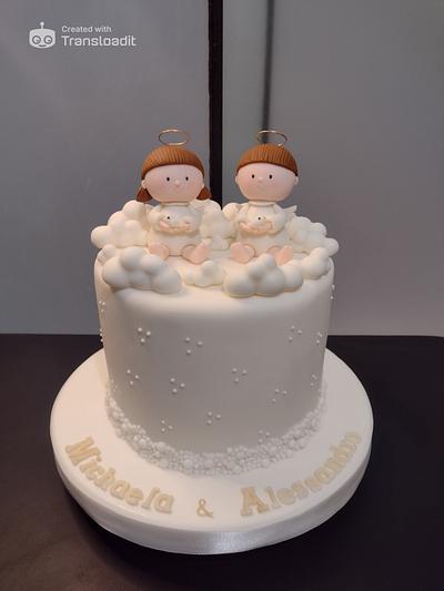 Baptism of twins!  - Cake by Julissa 