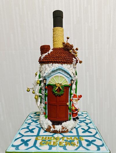 Bottle cake..Christmas themed cake  - Cake by Edward Gador