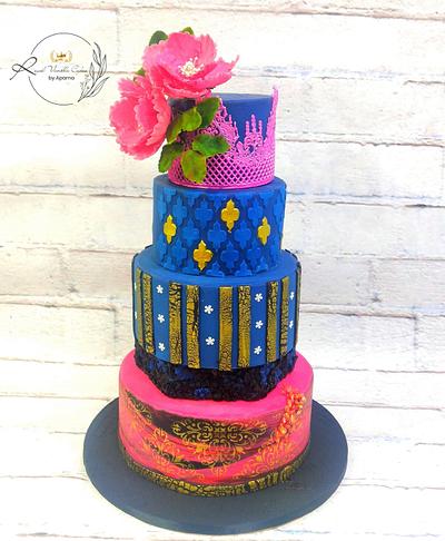 Royal blue elegant Wedding Cake.   - Cake by Aparnashree 