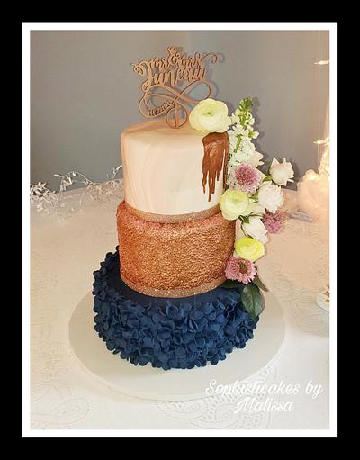 Navy and Rose gold Wedding Cake - Cake by Sophisticakes by Malissa