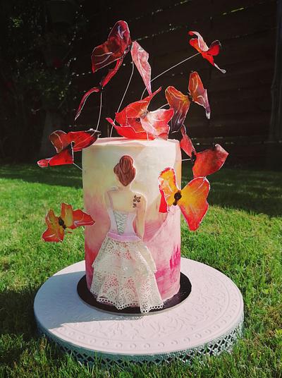 Girl with butterflies - Cake by Cukniságok