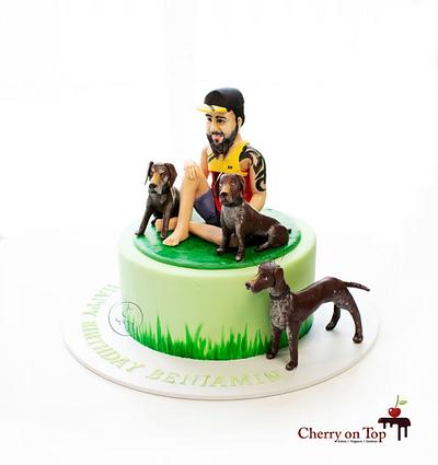 Benjamin and his dogs 🧔🐶🐶🐶 - Cake by Cherry on Top Cakes