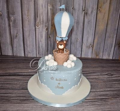 Teddy bear in hot air balloon baptism cake - Cake by Daria Albanese