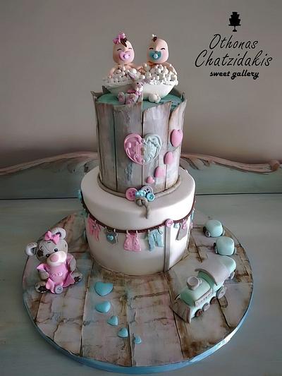 Twins baby shower cake - Cake by Othonas Chatzidakis 