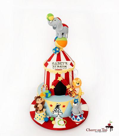 Darcy's Circus 🥳🐒🐘🦁🎪🔴🔵🟡⚪️ - Cake by Cherry on Top Cakes