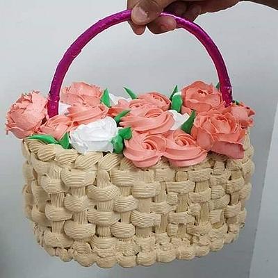 Flower basket hanging cake - Cake by Amys bayked bouquett
