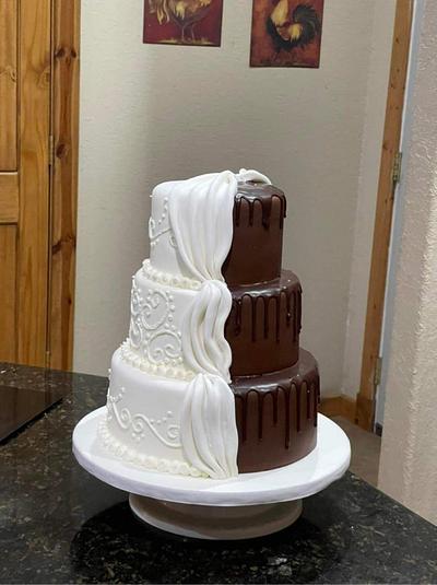 Chocolate and white wedding - Cake by Cakes For Fun
