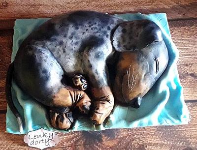 Cake Sleeping Puppy by Photo - Cake by Lenkydorty