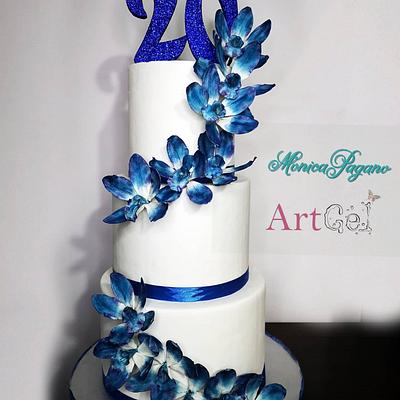 Torta orchidee blu  - Cake by Monica Pagano 