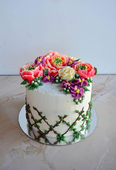 Cake with flowers - Cake by TortIva