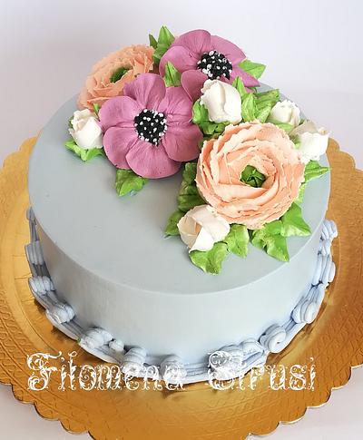 Whippingcream flowe cake  - Cake by Filomena