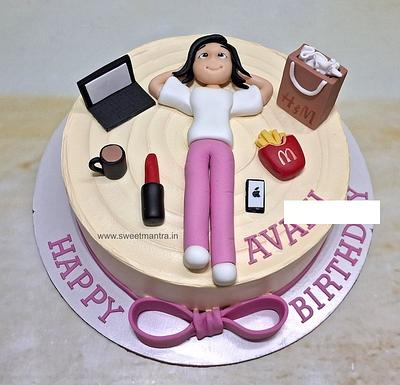 Cake with girl and her favourite things - Cake by Sweet Mantra Homemade Customized Cakes Pune