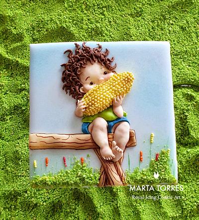 Corn boy..... Learning social distance! - Cake by The Cookie Lab  by Marta Torres