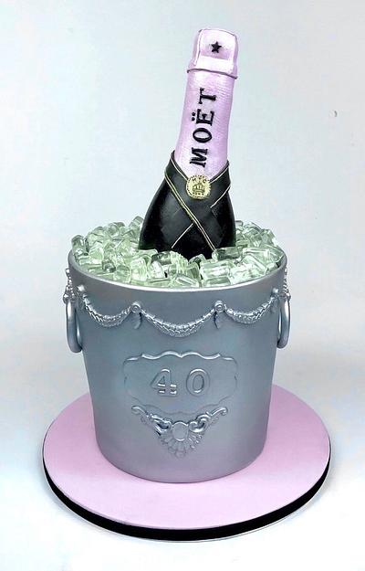 3d Champagne bottle with ice bucket cake - Cake by Gina Molyneux