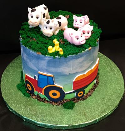 tractor and animals 2 - Cake by OSLAVKA