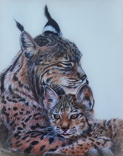 Iberian Lynx Mama & Baby  - Cake by Sandra Smiley